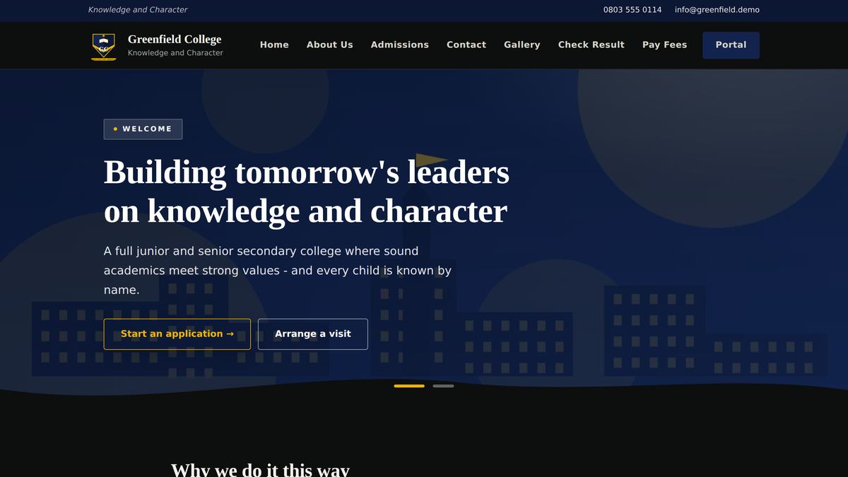 A school website built on the platform